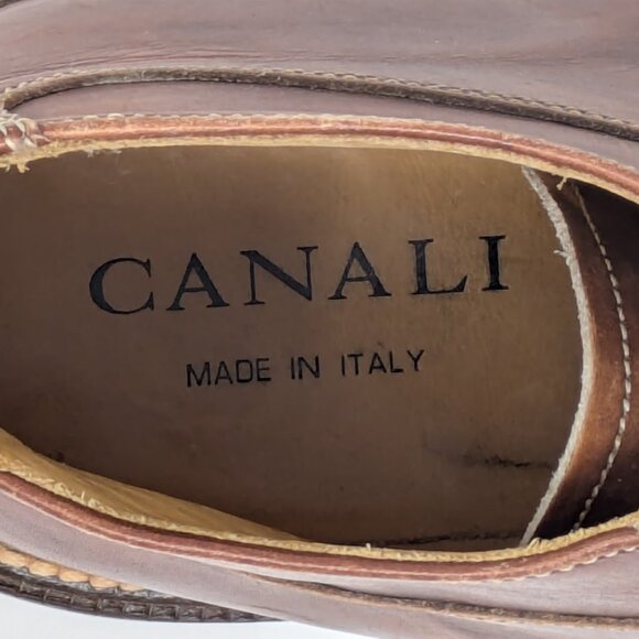 Canali Made in Italy Leather Derby Boots Brown Men’s Dress Shoes Sz 8.5 - Picture 6 of 7